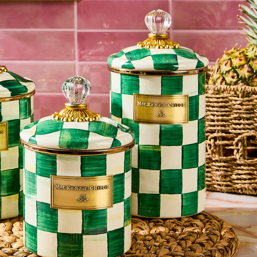 Emerald Check Enamel Canisters - Image 17