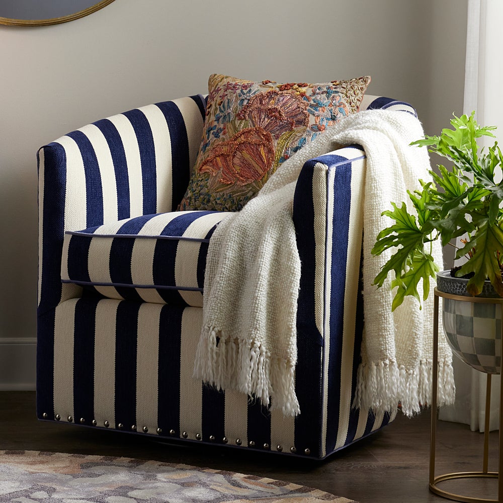 MACKENZIE-CHILDS Mackenzie-chilllds Marquee Navy Stripe Furniture Collection