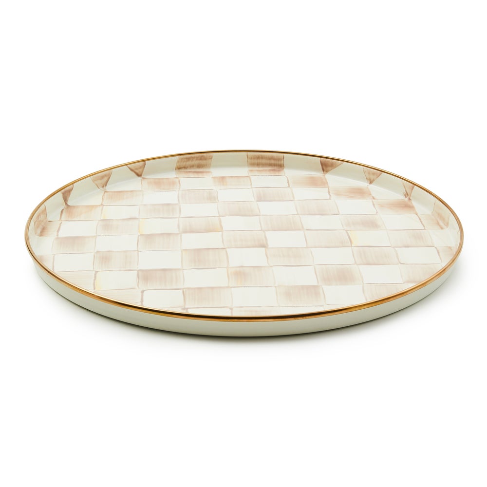 Check Enamelware Round Tray - Image 5