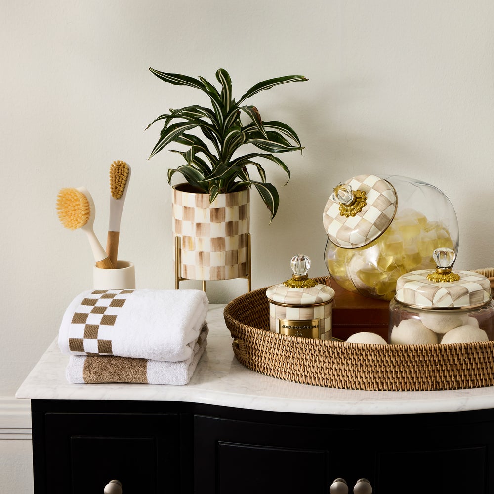MACKENZIE-CHILDS Mackenzie-chilllds Mocha Check Tabletop Planter - Image 4