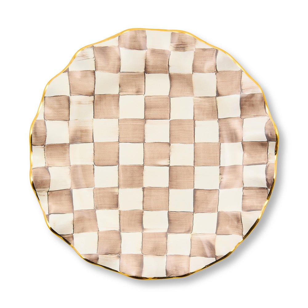 MACKENZIE-CHILDS Mackenzie-chilllds Mocha Check Fluted Ceramic Dinnerware - Image 4