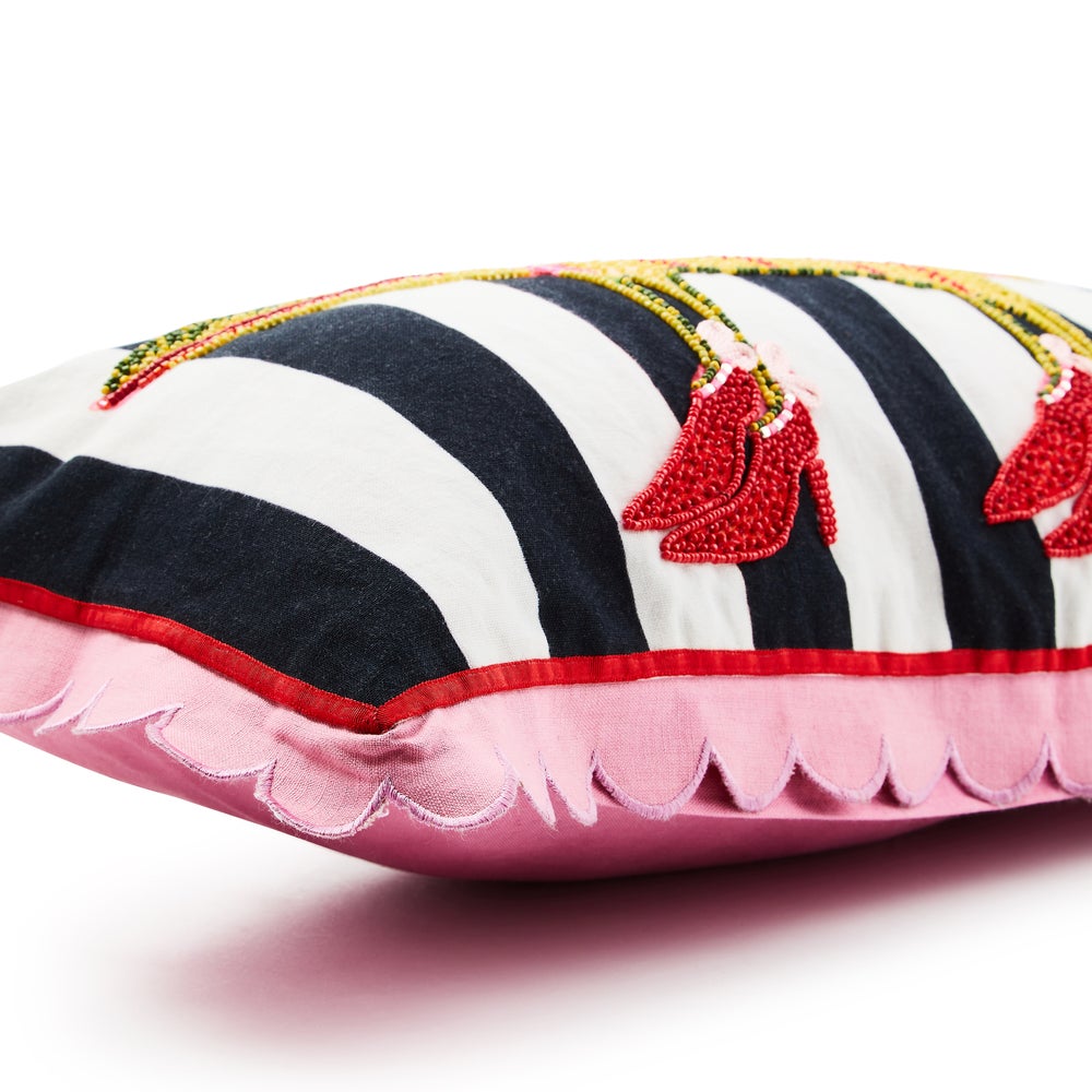 MACKENZIE-CHILDS Mackenzie-chilllds Patience Brewster Gloria Alligator Striped Lumbar Throw Pillow - Image 4