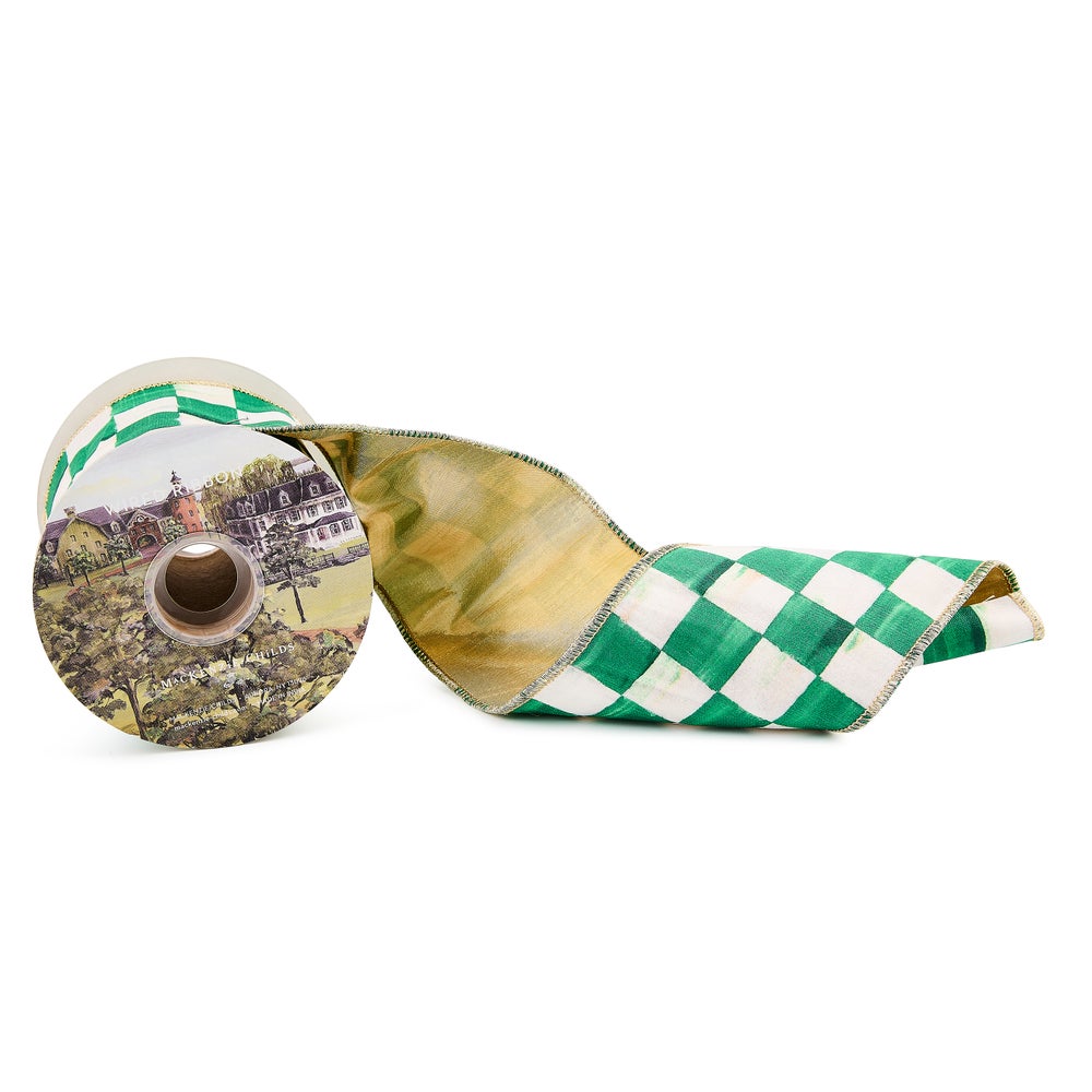 MACKENZIE-CHILDS Mackenzie-chilllds Green Check 4?? Ribbon