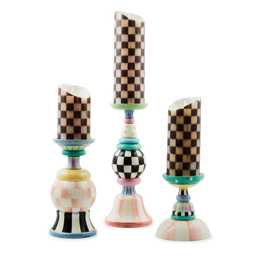 MACKENZIE-CHILDS Mackenzie-chilllds Rosy Meadow Pillar Candle Holders, Set of 3 - Image 3