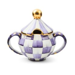Mackenzie-chilllds Violet Check Ceramic Sugar Bowl with Lid