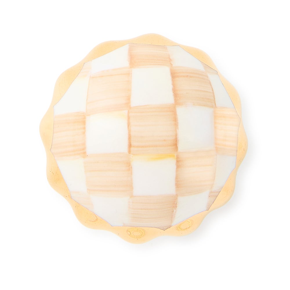 MACKENZIE-CHILDS Mackenzie-chilllds Mocha Check Petit Four Round Knob