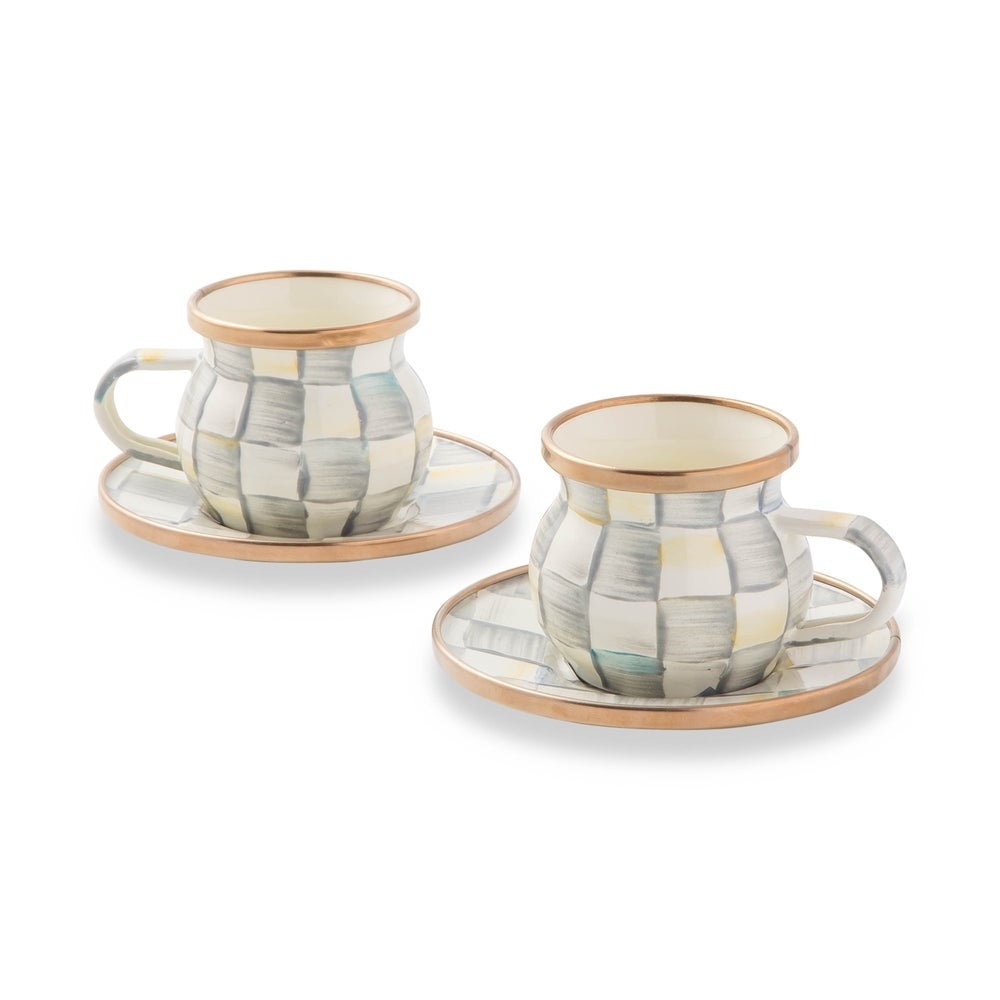 Check Enamelware Espresso Cup & Saucer Set - Image 7