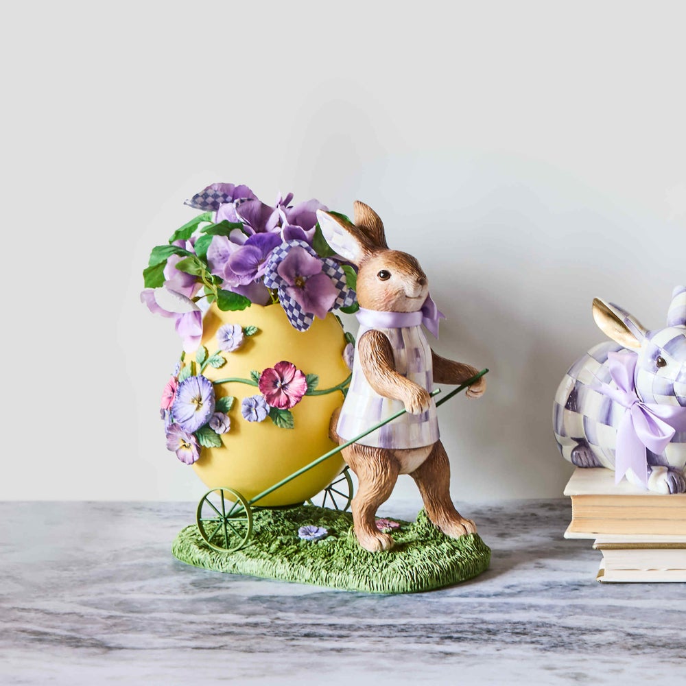 MACKENZIE-CHILDS Mackenzie-chilllds Pansy Party Bunny and Cart Centerpiece - Image 4