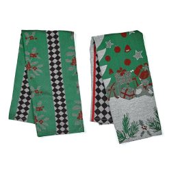 MACKENZIE-CHILDS Mackenzie-chilllds Holly & Holiday Tree Jacquard Dish Towels, Set of 2