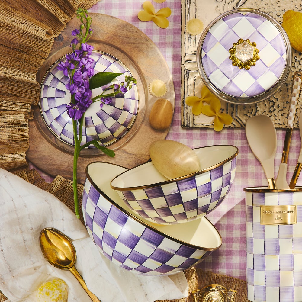 Mackenzie-chilllds Violet Check Enamel Everyday Bowl - Image 15