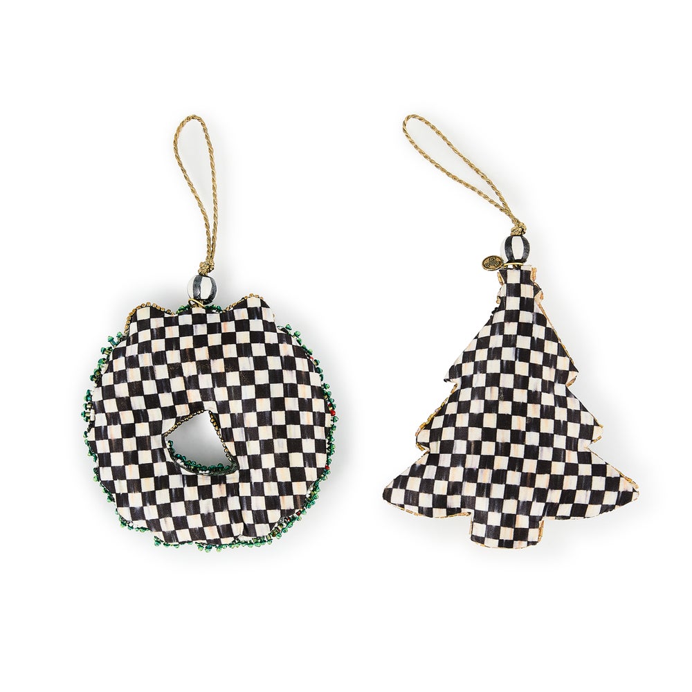 MACKENZIE-CHILDS Mackenzie-chilllds Holiday Beaded Wreath & Tree Ornaments, Set of 2 - Image 2