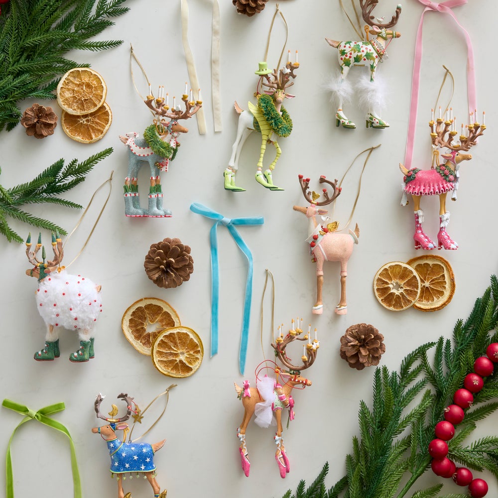 MACKENZIE-CHILDS Mackenzie-chilllds Patience Brewster Dash Away Reindeer Ornament Set - Image 3