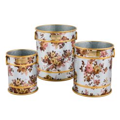 Mackenzie-chilllds Wild Rose Galvanized Planters, Set of 3