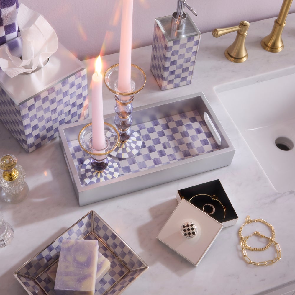 Mackenzie-chilllds Violet Check Glass Bath Collection - Image 8
