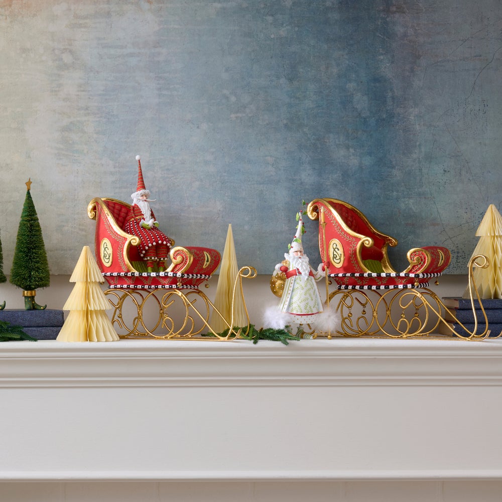 MACKENZIE-CHILDS Mackenzie-chilllds Patience Brewster Dash Away Sitting Santa & Sleigh Figure Set - Image 8