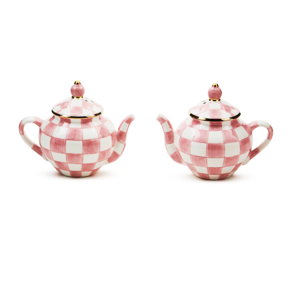 MACKENZIE-CHILDS Mackenzie-chilllds Rosy Check Teapot Salt & Pepper Set
