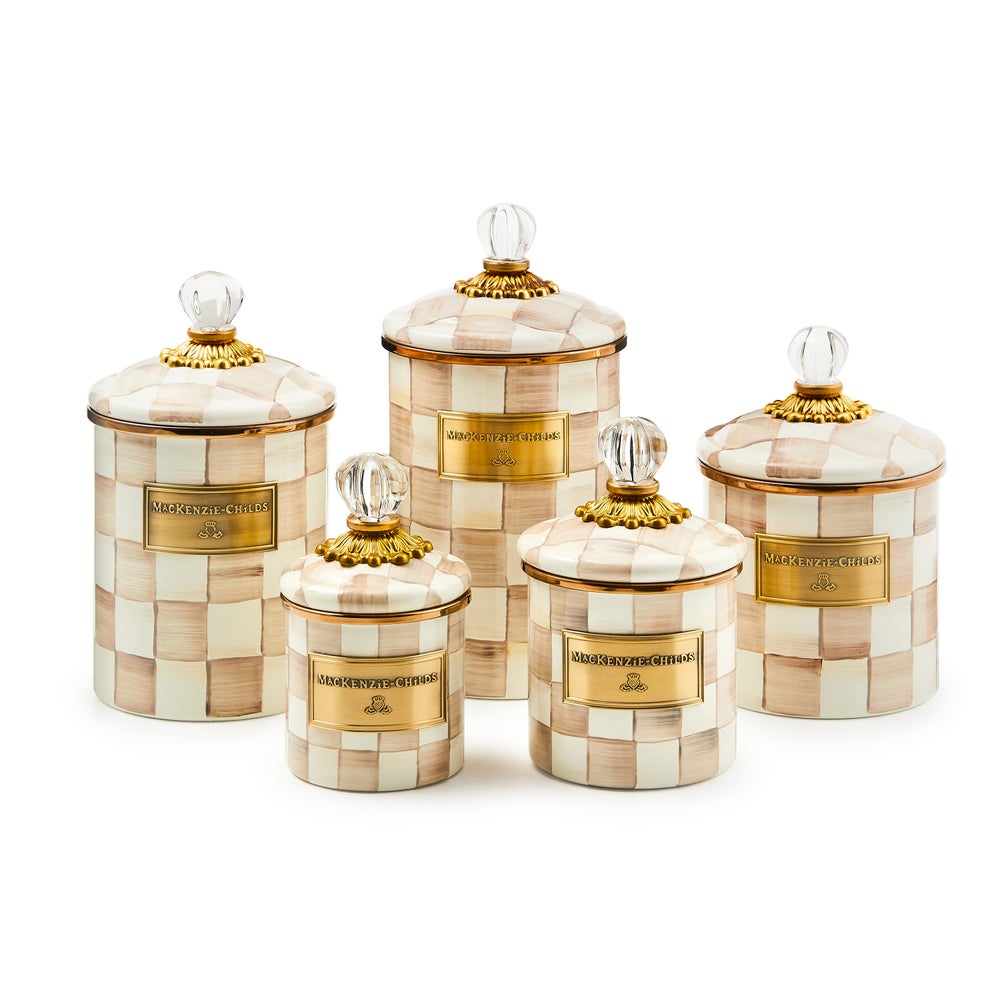 MACKENZIE-CHILDS Mackenzie-chilllds Mocha Check Enamel Canisters - Image 8