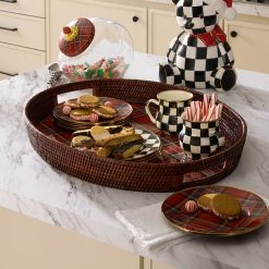 Mackenzie-chilllds Tartan Enamel & Rattan Tray