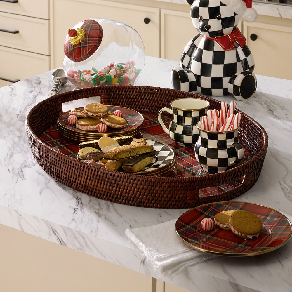 Mackenzie-chilllds Tartan Enamel & Rattan Tray