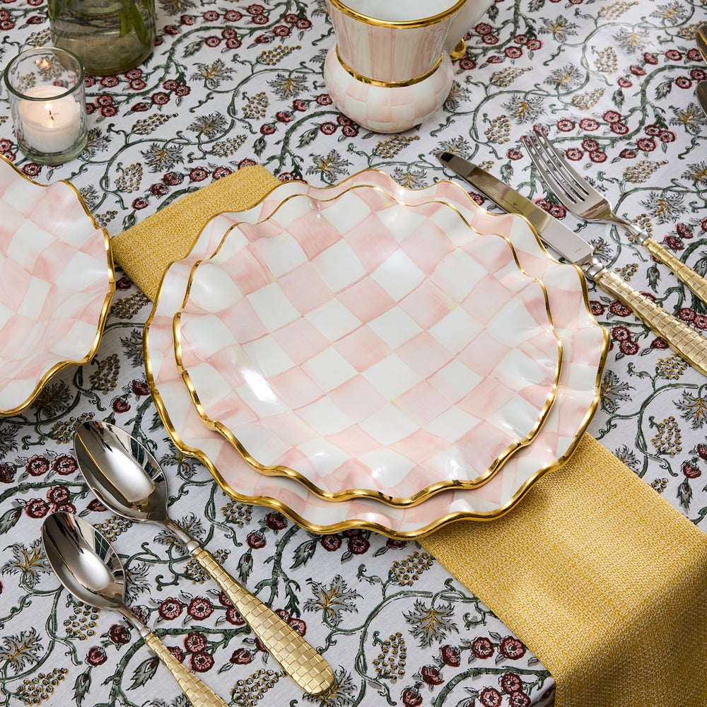 MACKENZIE-CHILDS Mackenzie-chilllds Rosy Check Fluted Ceramic Dinnerware - Image 3