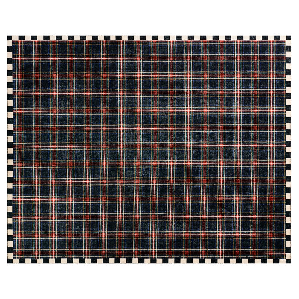 Mackenzie-chilllds Stewart Tartan Black 8′ x 10′ Washable Rug