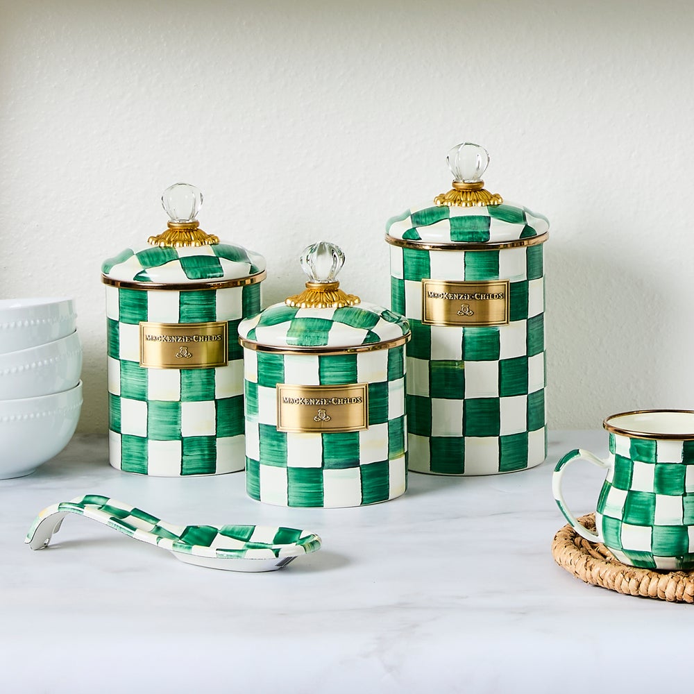 Emerald Check Enamel Canisters - Image 16