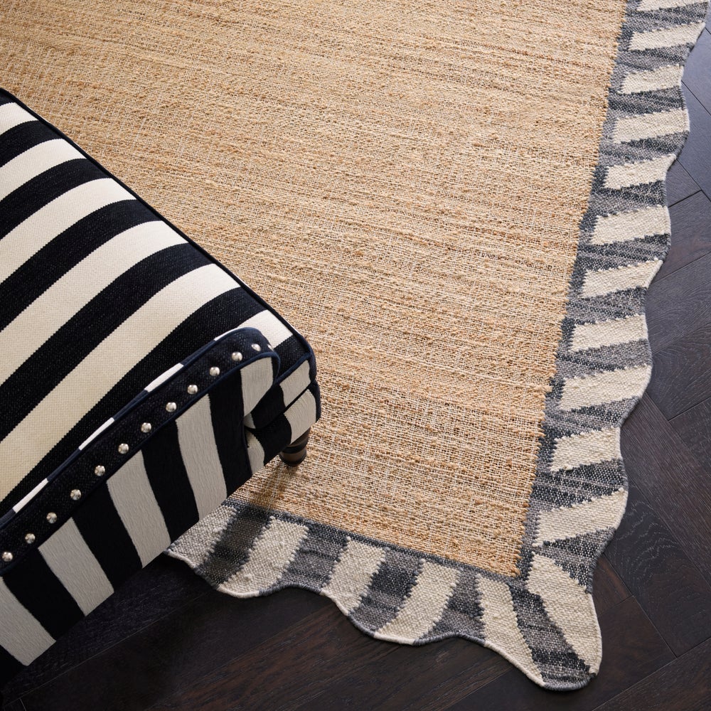 MACKENZIE-CHILDS Mackenzie-chilllds Jute Scalloped Black & White Rug - Image 8