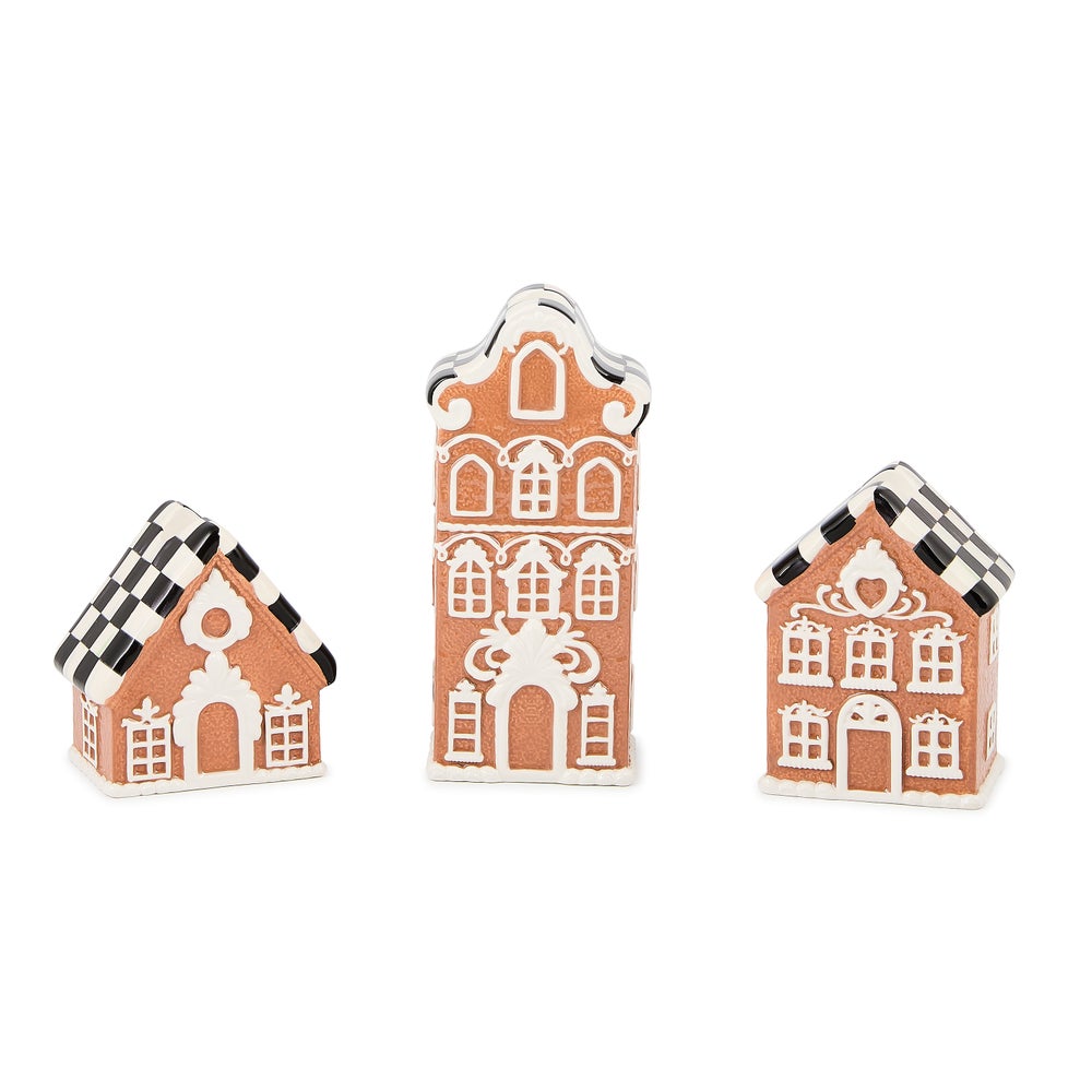 MACKENZIE-CHILDS Mackenzie-chilllds Gingerbread Village Candle Holders, Set of 3