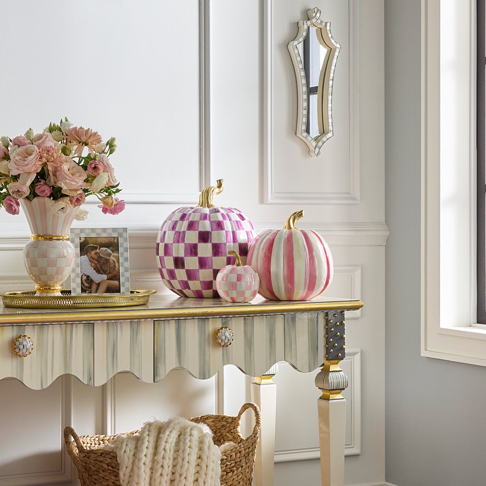 Bubblegum Pink Check Mini Pumpkin - Image 2