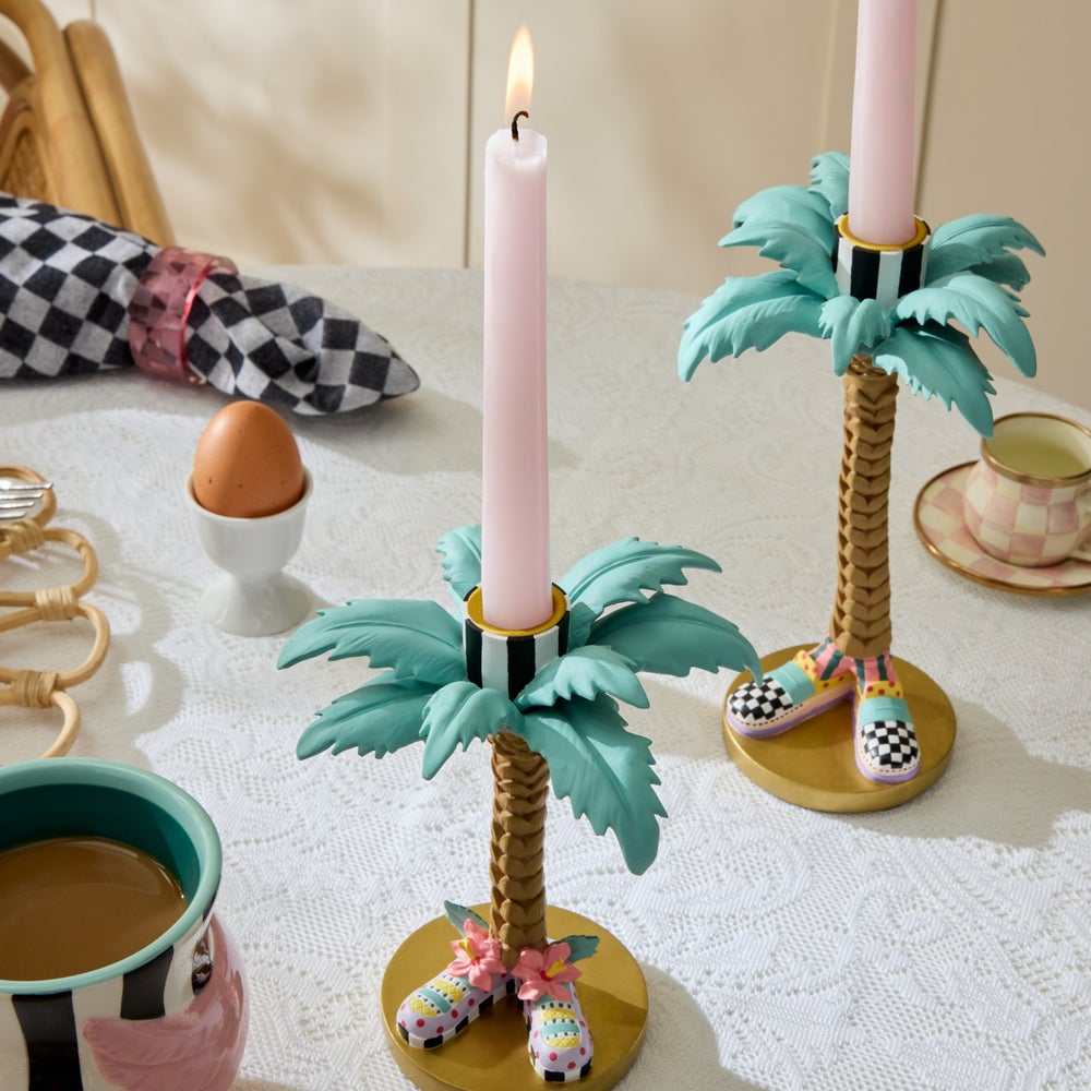 MACKENZIE-CHILDS Mackenzie-chilllds Patience Brewster Palm Tree Candle Holders, Set of 2 - Image 4