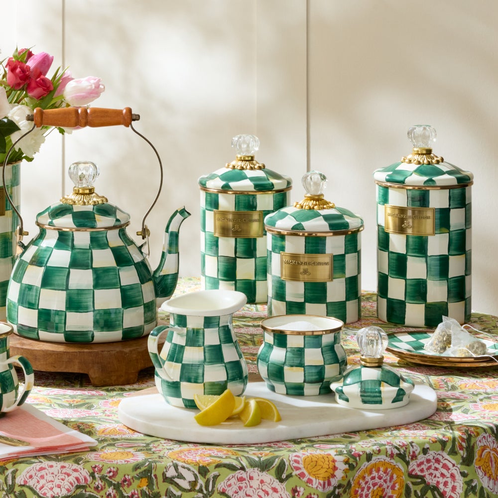 Emerald Check Enamel Canisters - Image 13