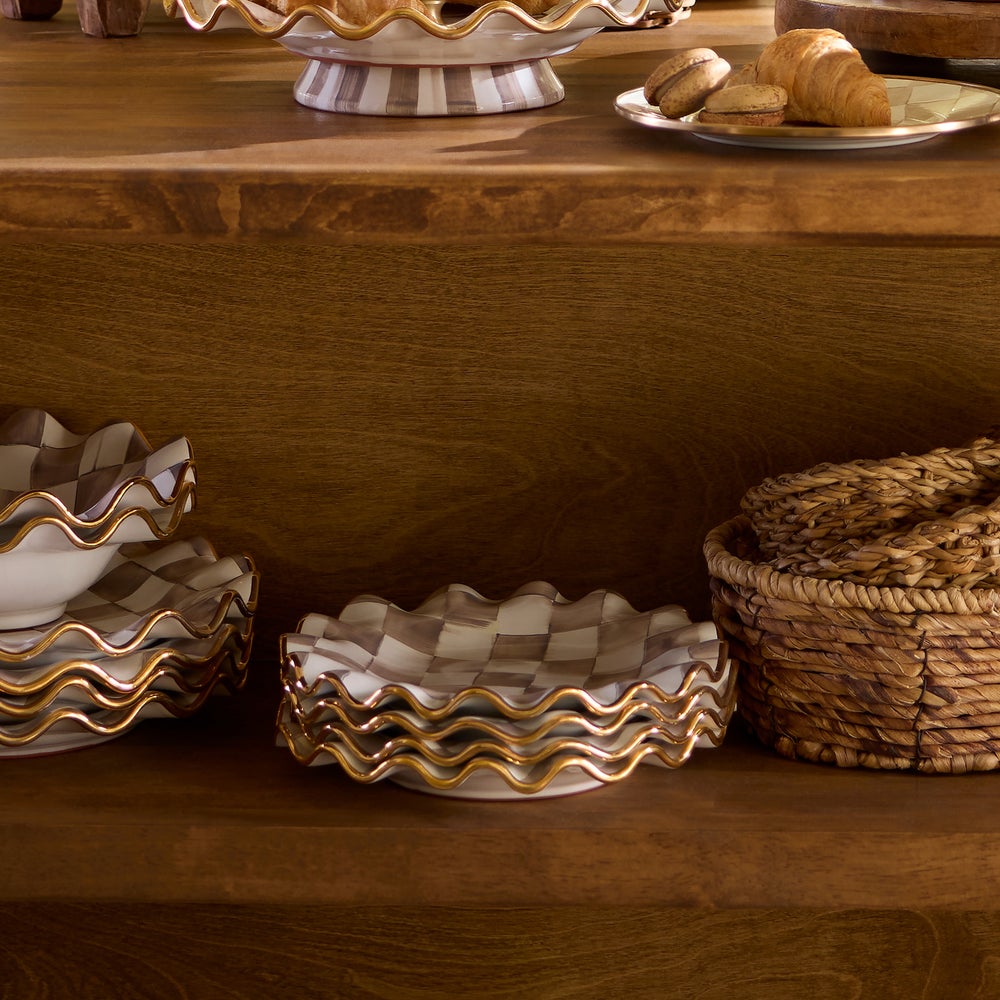 MACKENZIE-CHILDS Mackenzie-chilllds Mocha Check Fluted Ceramic Dinnerware - Image 6