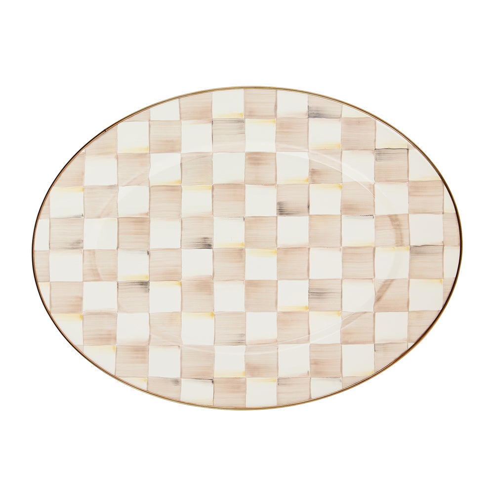 Check Enamel Oval Platter - Image 9