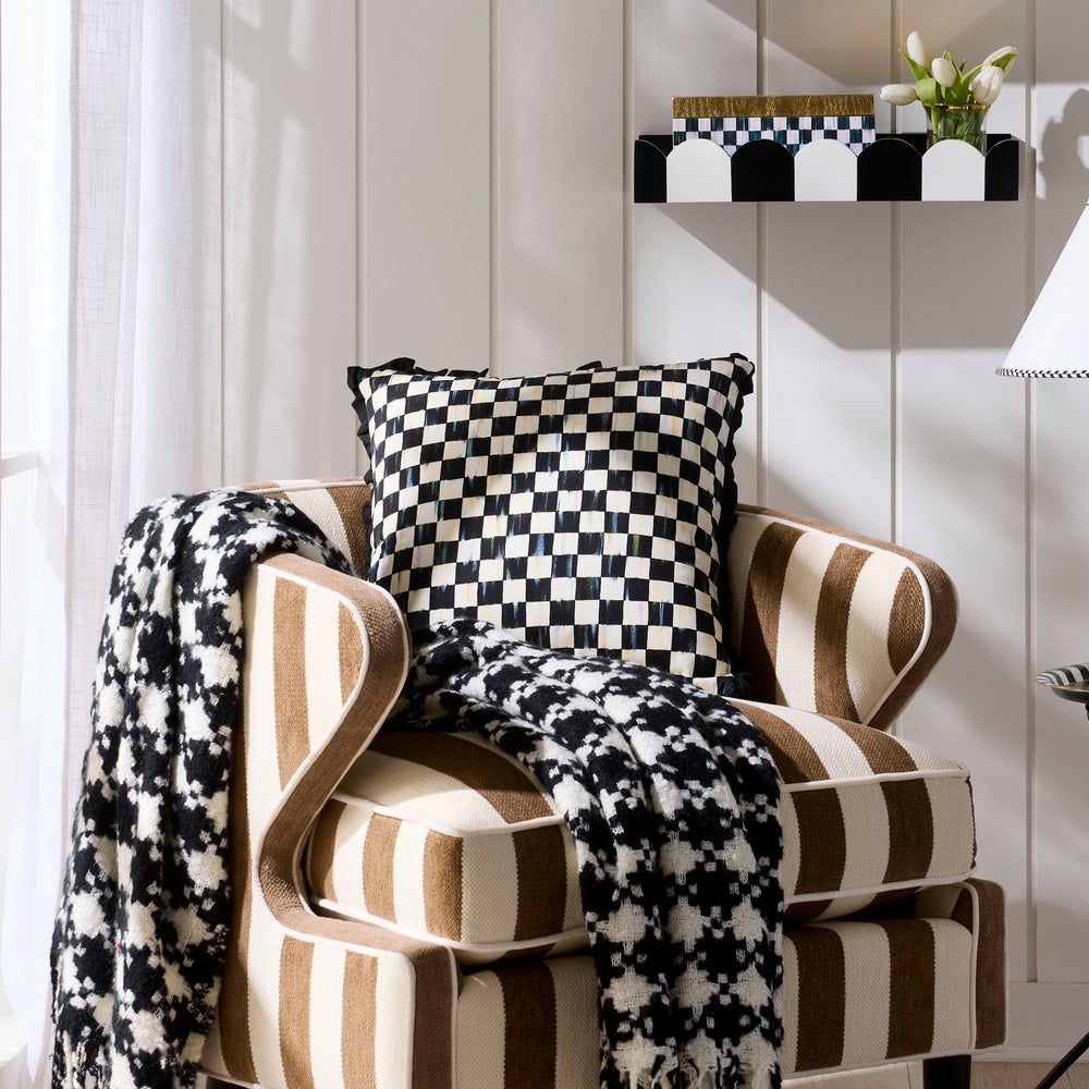 Courtly Check Ruffled Square Throw Pillow - Image 2