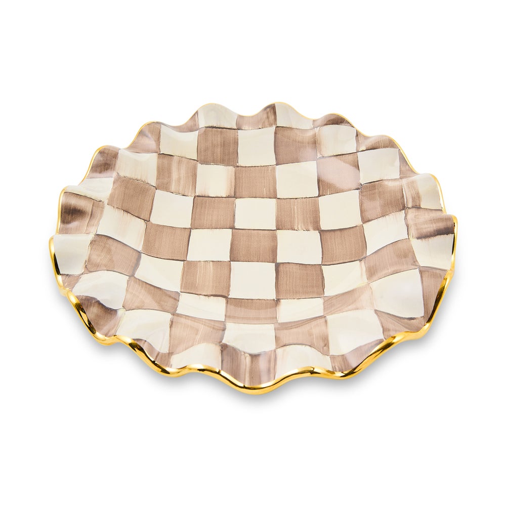 MACKENZIE-CHILDS Mackenzie-chilllds Mocha Check Fluted Ceramic Dinnerware - Image 2