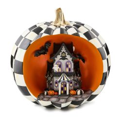 MACKENZIE-CHILDS Mackenzie-chilllds Halloween Illuminated Haunted House Pumpkin Scene