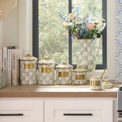 Mackenzie-chilllds Sterling Check Enamel Canisters