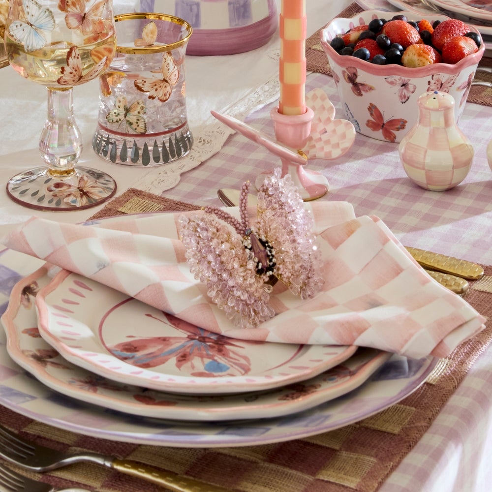 MACKENZIE-CHILDS Mackenzie-chilllds Pink Butterfly Hill Napkin Rings, Set of 4 - Image 5