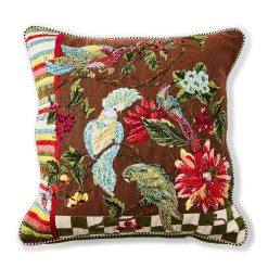 MACKENZIE-CHILDS Mackenzie-chilllds Green Check Birdsong Throw Pillow