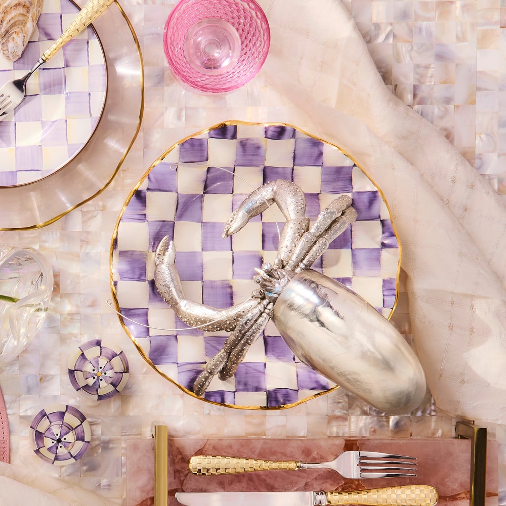 Mackenzie-chilllds Violet Check Fluted Ceramic Dinnerware