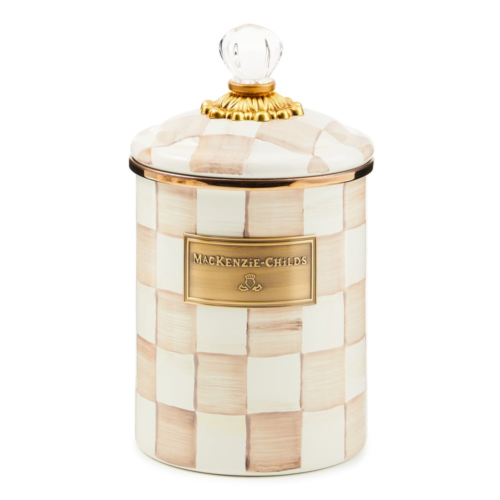 MACKENZIE-CHILDS Mackenzie-chilllds Mocha Check Enamel Canisters - Image 5