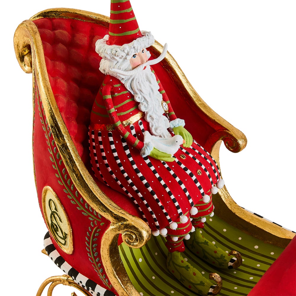 MACKENZIE-CHILDS Mackenzie-chilllds Patience Brewster Dash Away Sitting Santa & Sleigh Figure Set - Image 5