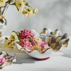 Check Medium Ceramic Fluted Serving Bowl