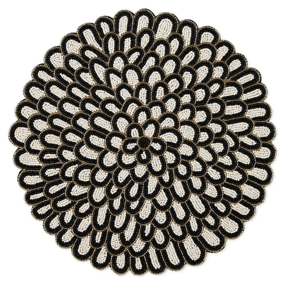 MACKENZIE-CHILDS Mackenzie-chilllds Posie Black & White Beaded Placemat