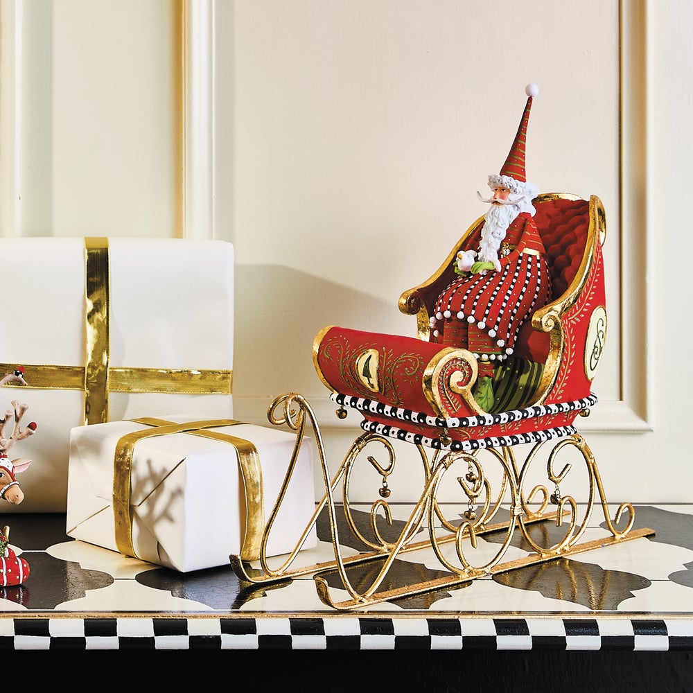 MACKENZIE-CHILDS Mackenzie-chilllds Patience Brewster Dash Away Sitting Santa & Sleigh Figure Set - Image 6