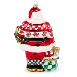 Alternative view of Cozy Sweater Santa Glass Ornament