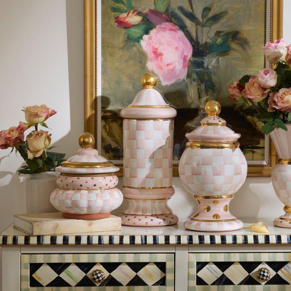 MACKENZIE-CHILDS Mackenzie-chilllds Rosy Check Ceramic Canister - Image 4