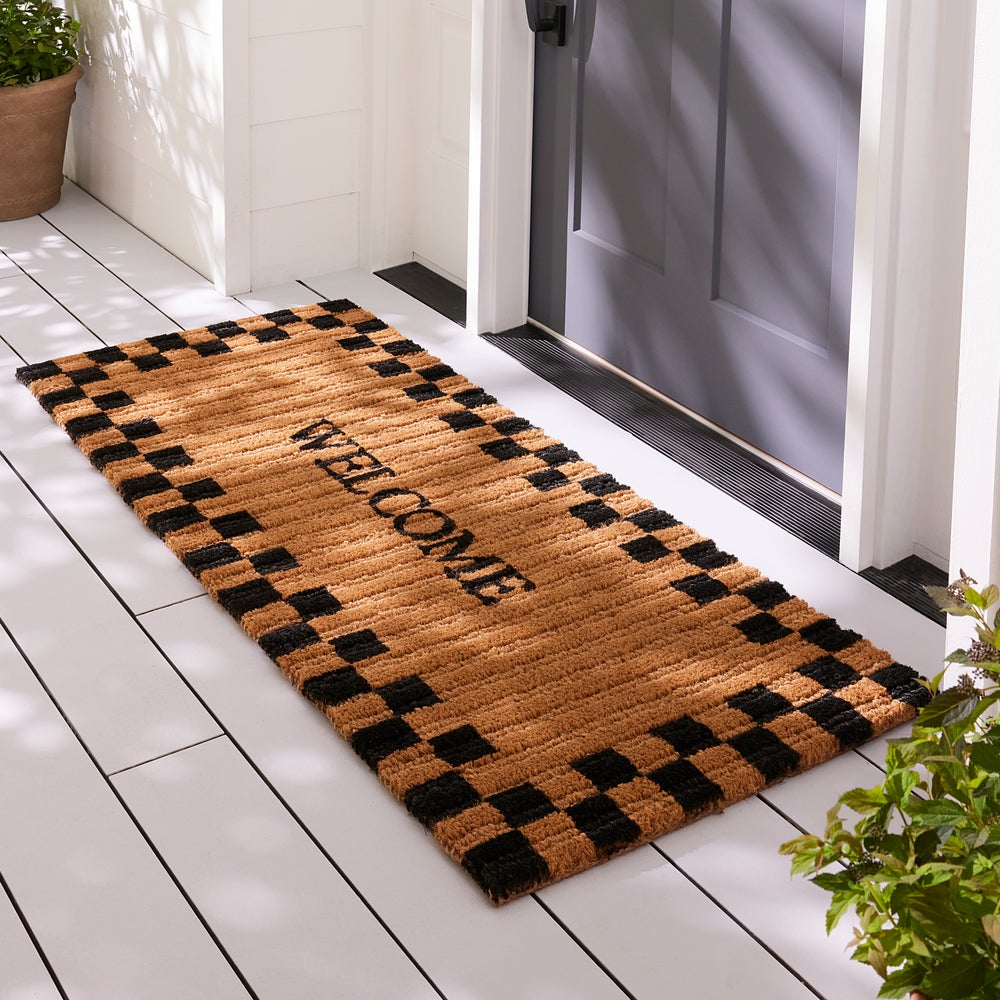 Mackenzie-chilllds Welcome Checked Double Door Entrance Mat