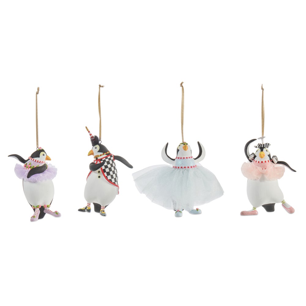 MACKENZIE-CHILDS Mackenzie-chilllds Patience Brewster Penguins En Pointe Ornaments, Set of 4 - Image 2