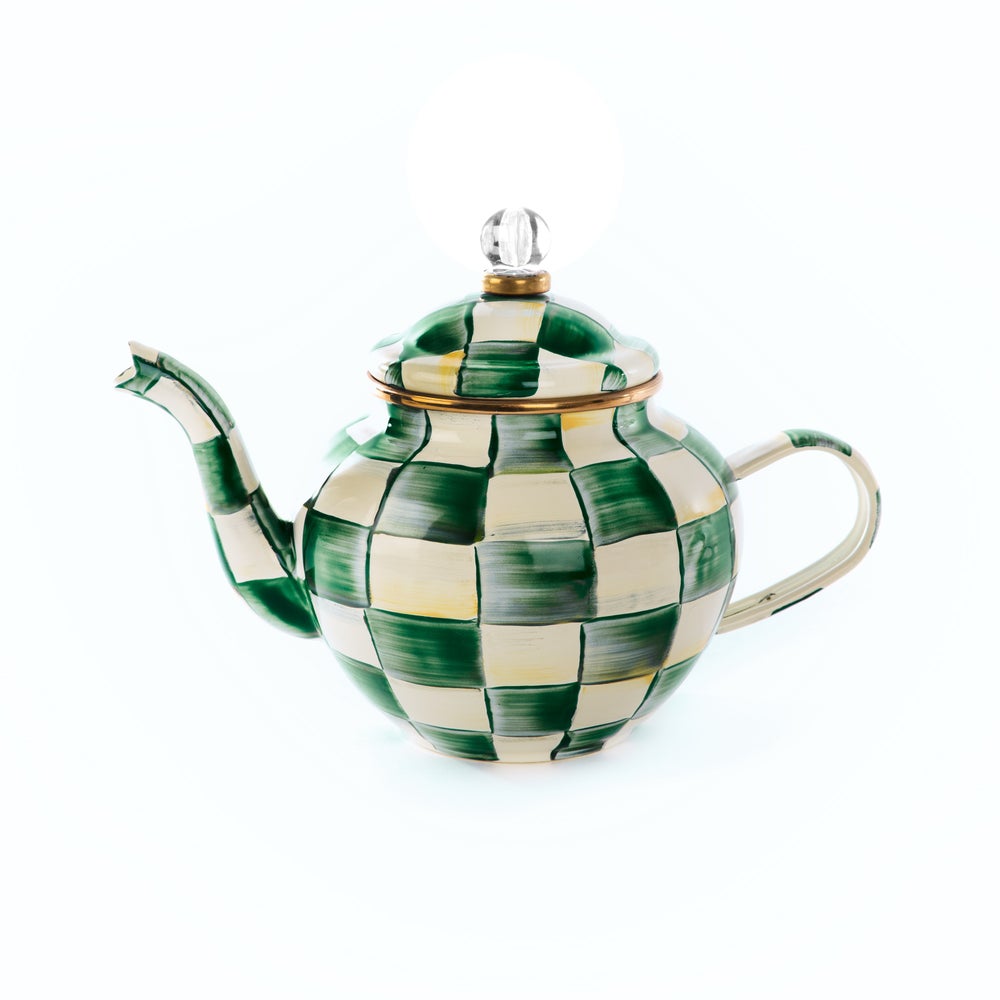MACKENZIE-CHILDS Mackenzie-chilllds Enamel Check 4 Cup Teapot - Image 4